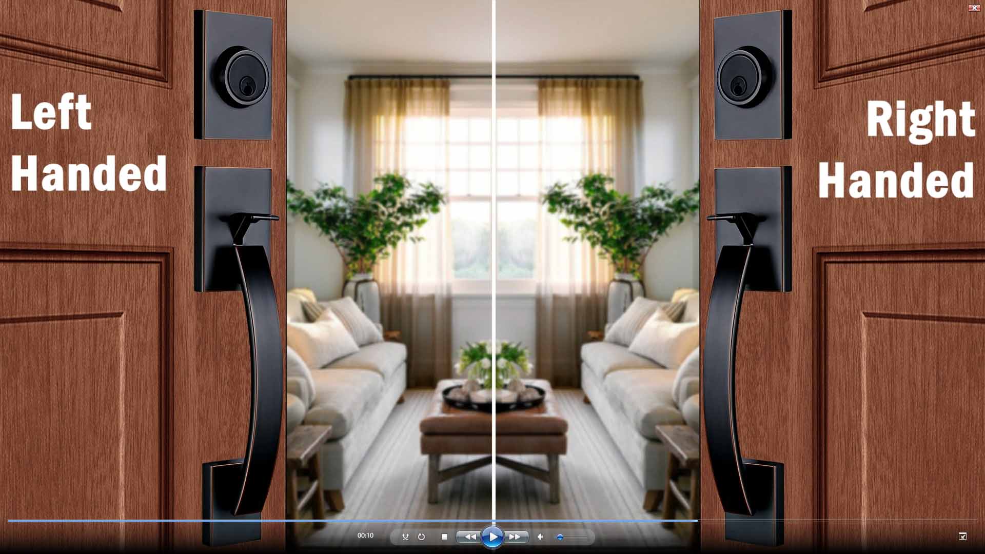 HISAFE Oil Rubbed Bronze Double Front Door Handle Set, Keyed